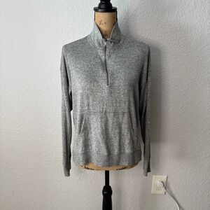 Aerie Lightweight Pullover Sweater Size S Heather Grey Pocket Long Sleeve Casual